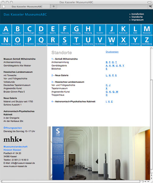 Detail of The Kassel Museums’ ABC –<br/>Website 